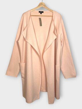 J Crew Long Open Cardigan Sweater XXL Blush Pink Pockets NEW